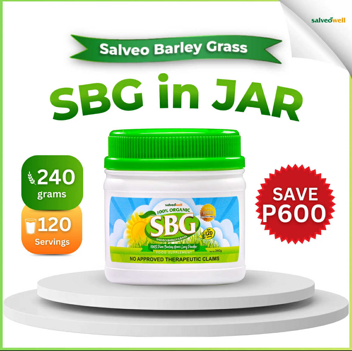 Salveo Organic Barley Grass – SBG Trial Pack (80g) | 🌟 Daily Greens for 💚 Health, ⚡ Energy & 🏋️‍♀️ Vitality