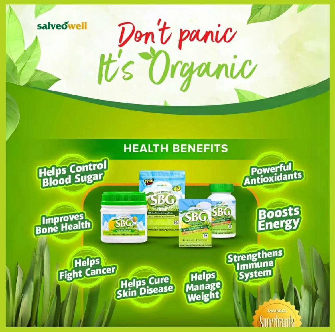 Salveo Organic Barley Grass – SBG Trial Pack (80g) | 🌟 Daily Greens for 💚 Health, ⚡ Energy & 🏋️‍♀️ Vitality
